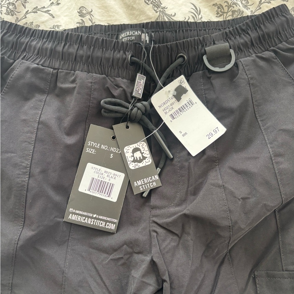 American Stitch Black Utility Cargo Pants D-Ring Zip Hem NWT Sz S - Picture 3 of 13